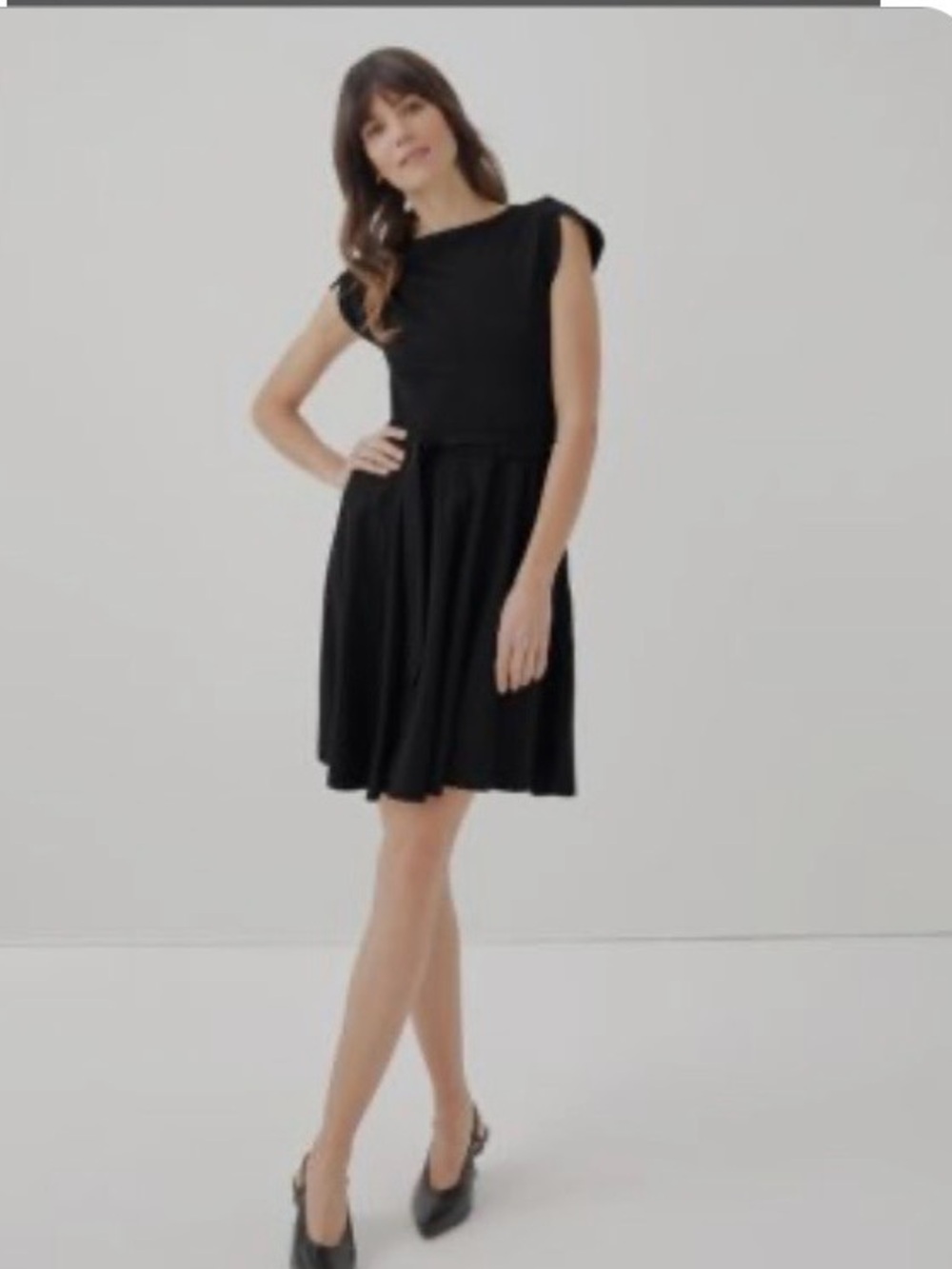 Women’s Black Fit & Flare Petal Sleeve Dress